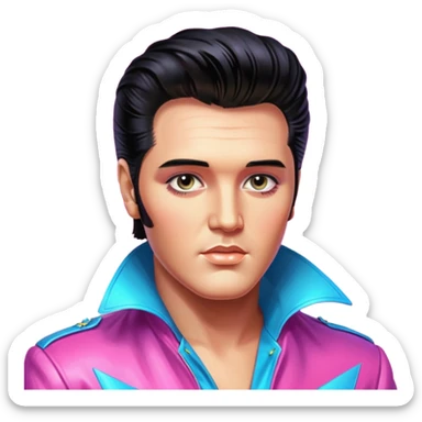 synthwave aesthetic brilliant divine lighting, oil paint  -  elvis presley sticker