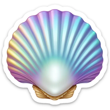 opened sea shell pearl inside sticker