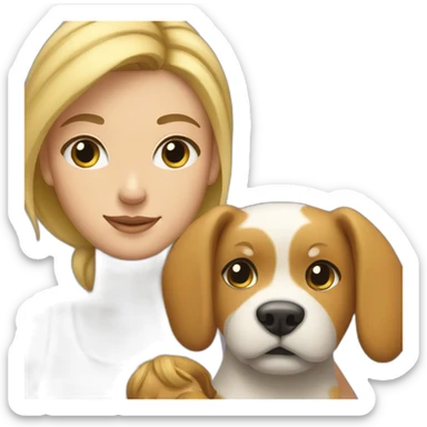 Woman with blond hairbun cat and dog in Arm sticker