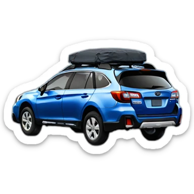 Blue Subaru Outback with a black cargo box sticker