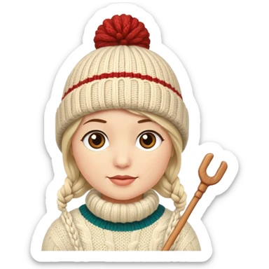 Knitted hat with knitting needles sticker