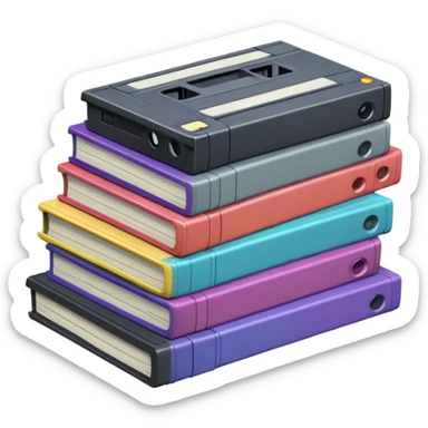 stack of VHS tapes piled up sticker