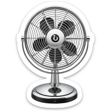 Desk Fan – classic round fan with metal cage and adjustable tilt. sticker