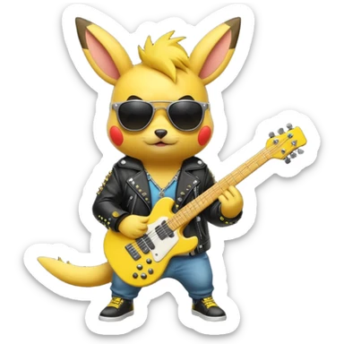 Rockstar pikatchu with electronic guitar sticker