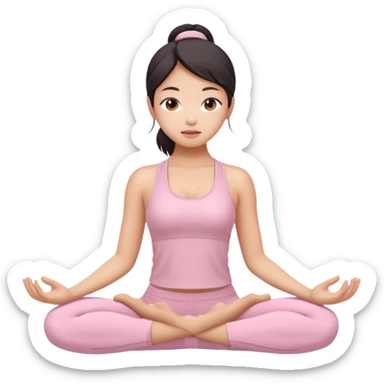 asian yoga girl light pink clothes  sticker