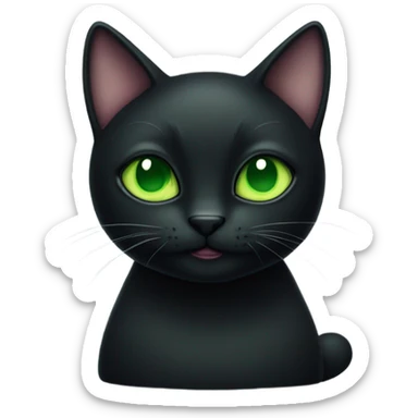 Black cat with green eyes and short tail  sticker