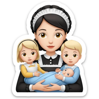 maid with kid and babie sticker