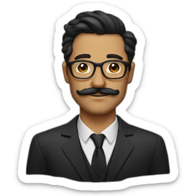 Man with dali mustache and beard with glasses and tan skin sticker