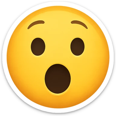 yellow face with surprised expression emoji, digital illustration sticker