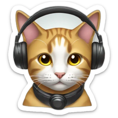 Cat wearing headphones  sticker