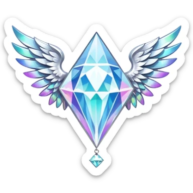 holy diamond emblem with white wings and diamond in the middle sticker