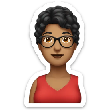 Big woman in a red dress and Black hair and glasses sticker