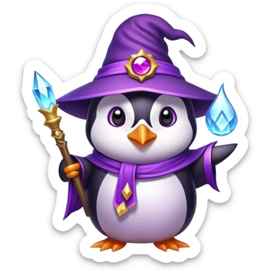 purple magic penguin mage sticker