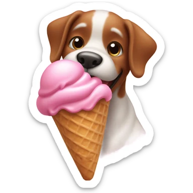 A pink dog eating ice cream  sticker