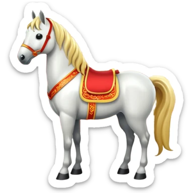 Chinese new year 马，我要有新年气氛的… 背景可以加屋子等吗… 可以加 新年快乐 2026 字眼吗？ sticker