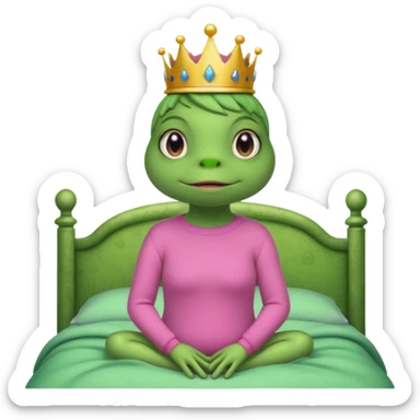 Princesse frog in her bedroom with pink sweater without hair sticker