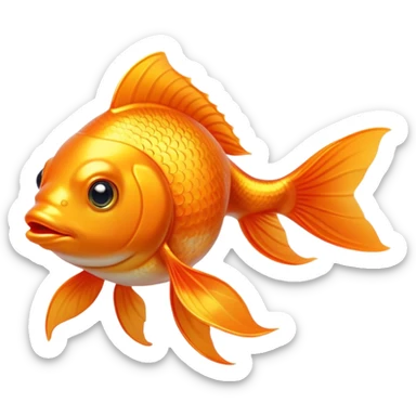 Cinematic Noble Orange Goldfish Portrait Emoji, Poised and regal, with a sleek, streamlined build and a lustrous, vibrant orange body, deep-set soulful golden eyes, Simplified yet sharp and sophisticated features, highly detailed, glowing with a soft, dignified glow, high shine, intelligent and graceful, stylized with an air of aquatic elegance, focused and attentive, soft glowing outline, capturing the essence of a watchful and confident aquatic companion, so majestic it feels as though it could glide out of the screen with effortless authority! sticker