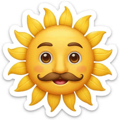 sun with mustache with no smile no brows sticker