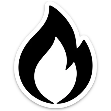 abstract flame shape, geometric style, solid black fill sticker