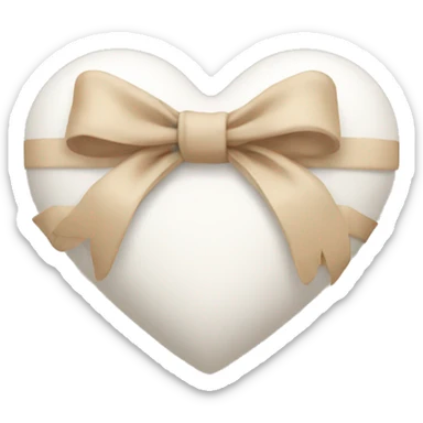 white heart with beige bow sticker