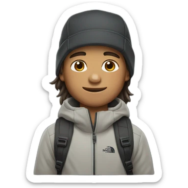 boy mi-long hair with north face cap sticker
