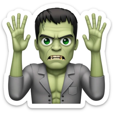 Frankenstein's Monster angry, arms raised sticker