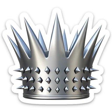 A spiked crown emoji made of silver chrome, sharp yet rounded metallic spikes, glossy reflections, aggressive luxury swag aesthetic, iOS emoji style, centered, clean white background sticker