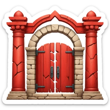 Cracked Temple gate red sticker
