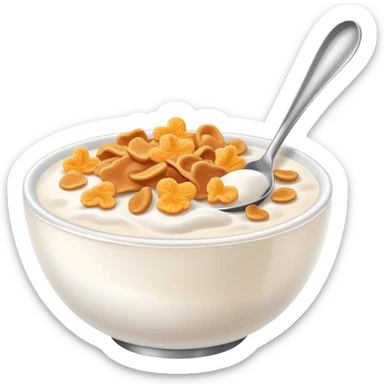 bowl of cereal with milk and spoon sticker