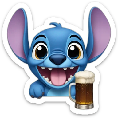 Stitch de Disney qui bois une bière sticker