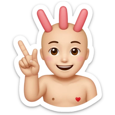 A Smiling Face with Smiling Eyes emoji with a hand korean finger heart emoji that has the middle finger sticking out sticker