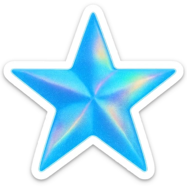 star with a holographic effect, blue, no background sticker