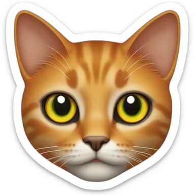 Orange and back cat with  aspots on the body, yellow eyes and green pupils sticker