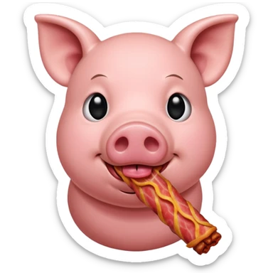 Pig eating bacon sticker