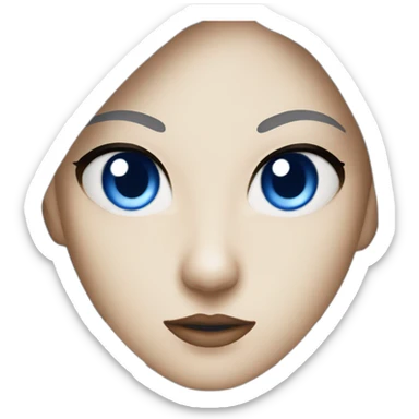 women wearing half kitsune mask blue eyes sticker