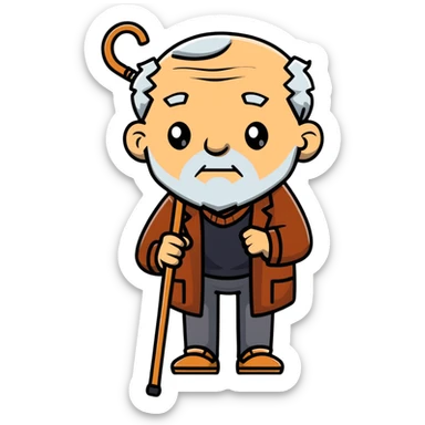 elderly man with cane sticker
