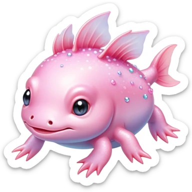 Sparkly glossy Pastel iridescent cute baby  axolotl sticker