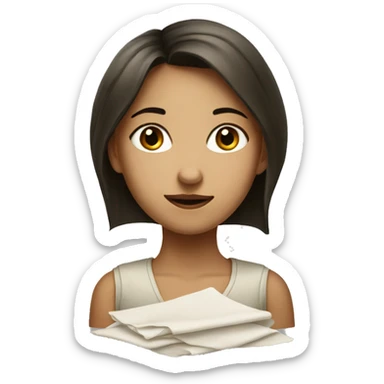 traditional portrait of a girl with a napkin in one nostril sticker