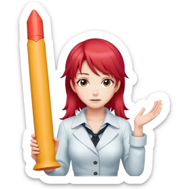 Anime girl with red pubic hair and gigantic dildo sticker
