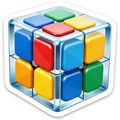 Transparent glass Rubix cube sticker