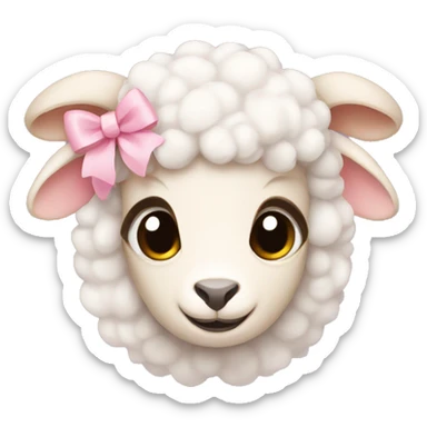 Lamb with light pink bows on ears sticker