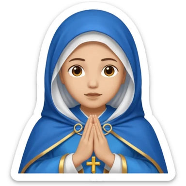 Nossa senhora das graças com aura manto azul e vel branco, com mãos postas sticker