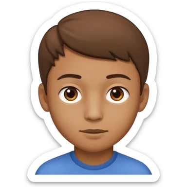 Un niño con forma de cara un poco estirada piel un poco morena y hombre y hombre sticker
