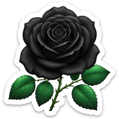Rosa negra con hojas verdes  sticker