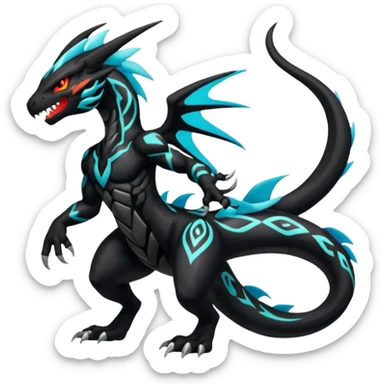 Meloetta-Venom-Zekrom-Salandit-fusion, full body, tribal markings  sticker