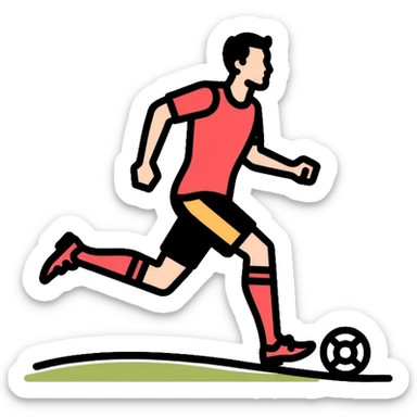 football player running with ball, soccer athlete sticker