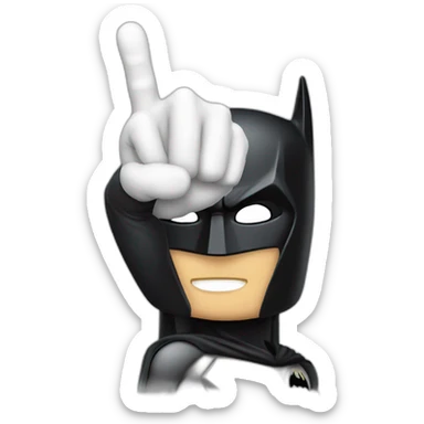 batman showing finger next to idex finger sticker