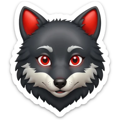 Red heart with black wolf sticker