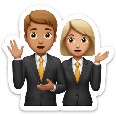create a realistic emoji of a working person switching with another person. sticker