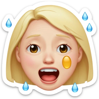 crying laughing emoji, over-the-top expression, huge tears, tilted head sticker